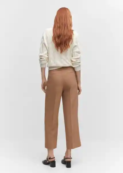 Pantalón Buckle Camel Talla 38 Mujer Mango