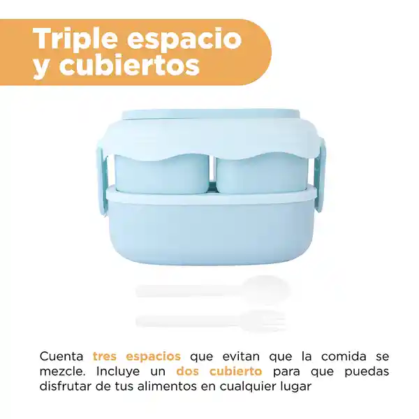 Contenedor de Alimentos Doble Capa Grizzly we Bare Azul Miniso