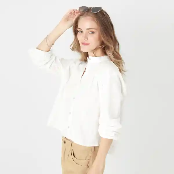 Blusa Cuello Neru Manga Larga Blanco Talla S 718912