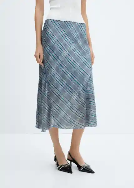 Falda Trendy Azul Talla S Mujer Mango
