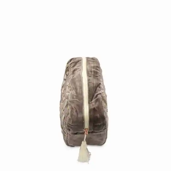 Bolsa Gris Flores Bordadas Ambiente Gourmet