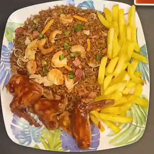 Combo arroz chino papa alas 2 personas