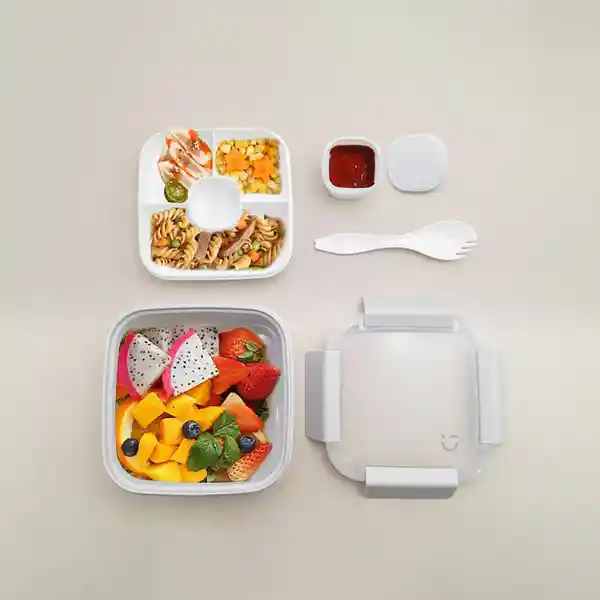 Contenedor Almuerzo 2 Compartimentos Gris 1100 mL Serie Miniso