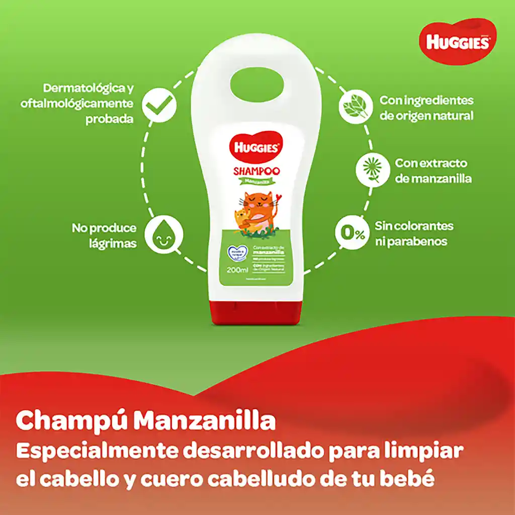 Huggies Shampoo para Bebés Líquido con Manzanilla