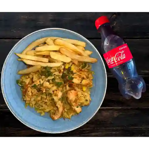 Arroz de Pollo + Papas y Bebida