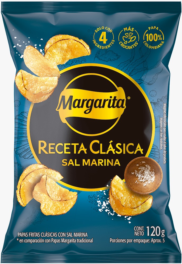 Margarita Snack de Papas Fritas Receta Clásica con Sal Marina 250 g