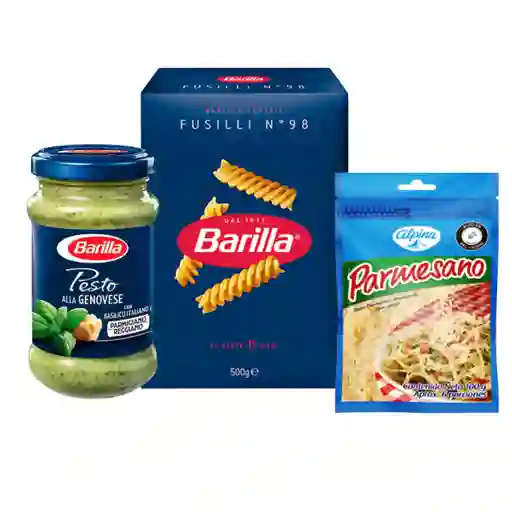 Combo Pasta Fusilli + Salsa Pesto Barilla + Queso Parmesano