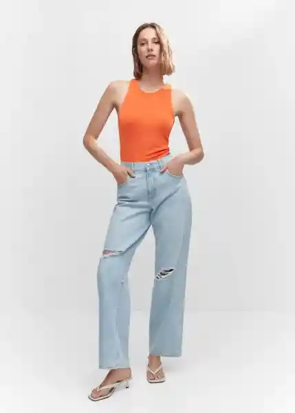 Top Dexter Naranja Talla S Mujer Mango