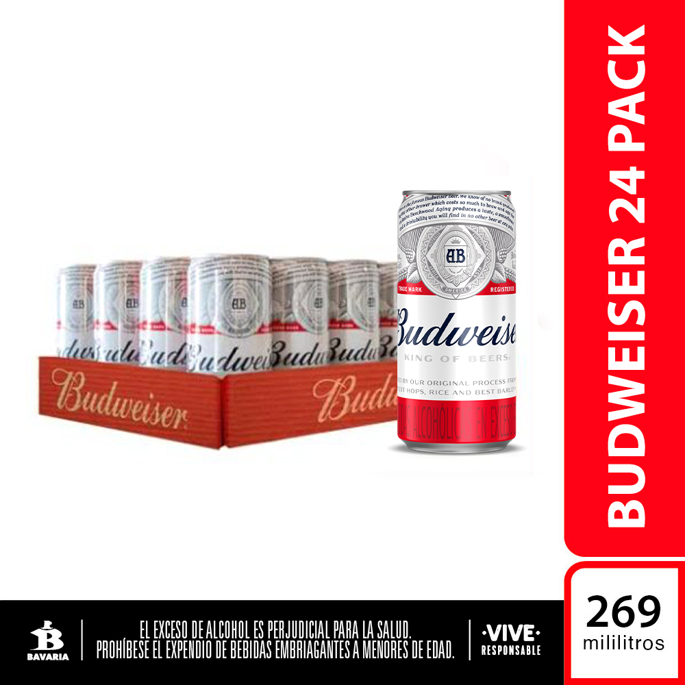 Budweiser Cerveza en Lata 24 x 269 ml
