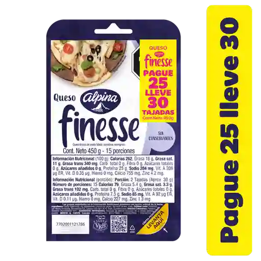 Promoción Queso Finesse Tajado 25x30 450g