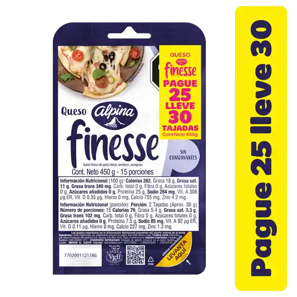 Promoción Queso Finesse Tajado 25x30 450g