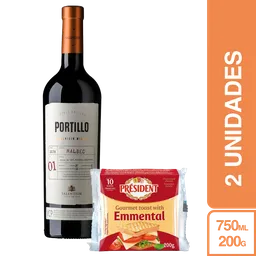 Combo Vino Portillo + Queso Emmental 