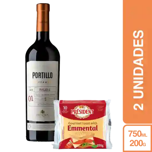 Combo Vino Portillo + Queso Emmental 