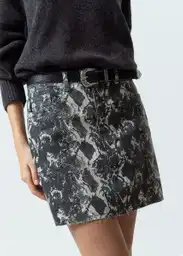 Falda Balto Gris Asno Estampado Talla8 Mujer 441G351 Naf Naf