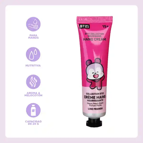 Crema de Manos Nutritiva Serie Bt21 Happy Peach Scent Miniso