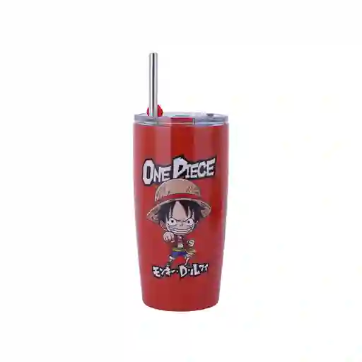 Vaso Acero Con Pitillo Rojo Serie Clásica One Piece Rojo Miniso