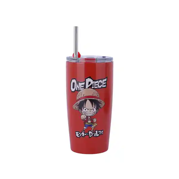 Vaso Acero Con Pitillo Rojo Serie Clásica One Piece Rojo Miniso