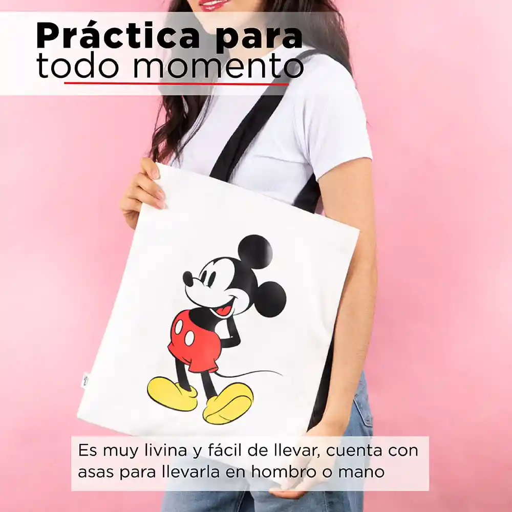 Miniso Bolsa Para Compras Mickey Mouse Mediana Blanca