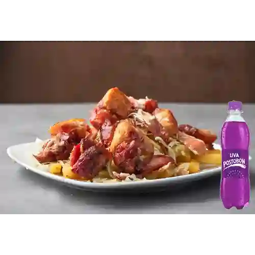 Combo Salchipapa Chicharrona + Postobon Uva 400 ml