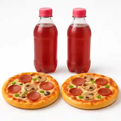 2 Pizzas Personales 2 Bebidas 250