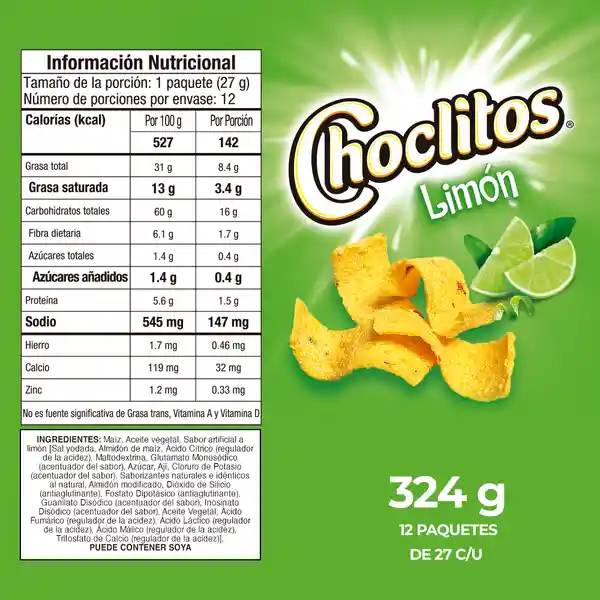 Choclitos Snack Limon 27 g