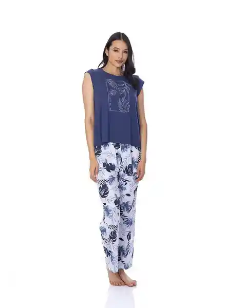 Pijama Diseño Hojas Azul Talla XL EVEN 17358