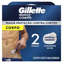 GILLETTE Mach 3 Cuerpo Repuestos para Cuchilla de afeitar con 3 Hojas 2 Repuestos Máquina de Afeitado Corporal Afeitadora para Hombre Zona Intima