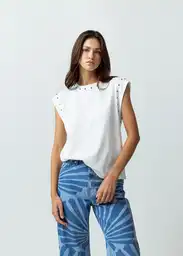 Camiseta Mujer Crudo Puro Claro Talla L Naf Naf