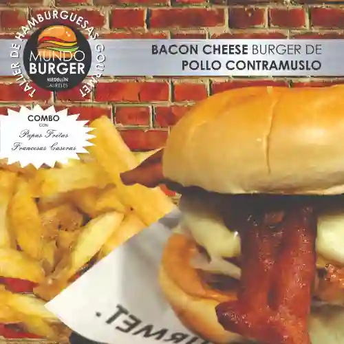 Bacon-cheese de Pollo (Contramuslo) + Papas Fritas