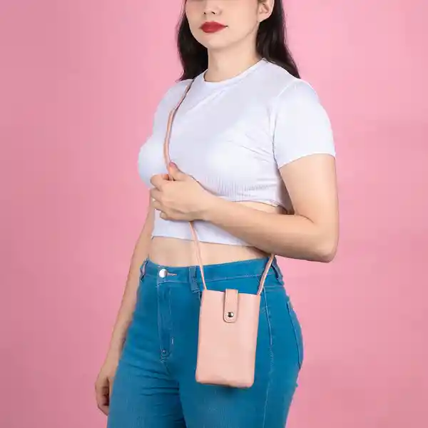 Bolso Mini Porta Celular Básico Rosa Miniso