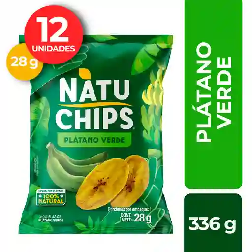 Natuchips Hojuelas de Plátano Verde 100% Natural Pack x12