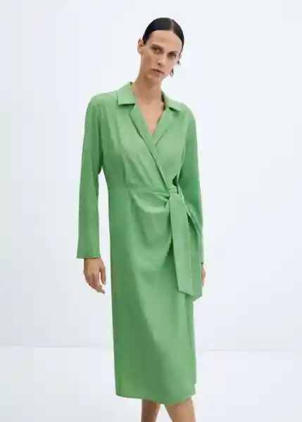 Vestido Crink-W Verde Talla S Mujer Mango