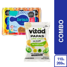 Combo Agua Brisa Saborizada 6 Und + Vitad Papas Limón 110 g