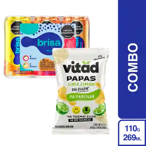 Combo Agua Brisa Saborizada 6 Und + Vitad Papas Limón 110 g