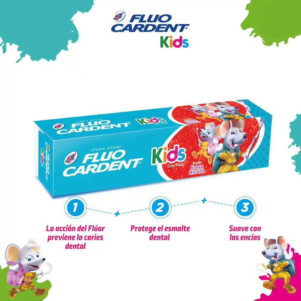 Fluocardent Crema Dental Kids Con Flúor 50 g + Cepillo 1 Und
