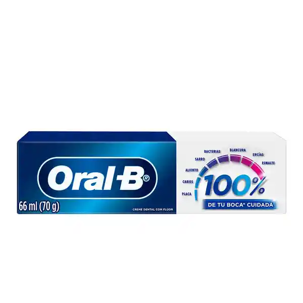 Crema Dental Oral-B 100% De Tu Boca* Cuidada Encías más Saludables en 2 semanas Combate la formación de caries desde la raíz 66ml