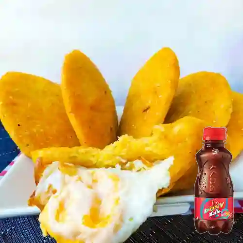 Combo arepa de huevo + pony malta 200 ml