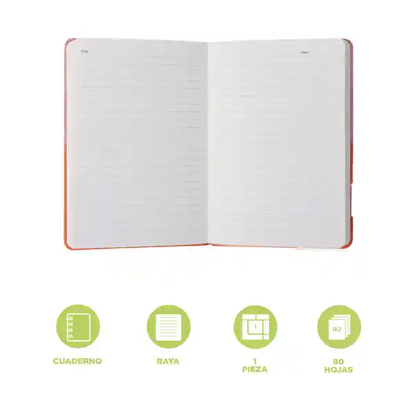Cuaderno A5 Woven Cover de Tapa Dura 80 Hojas Peach Pink Miniso
