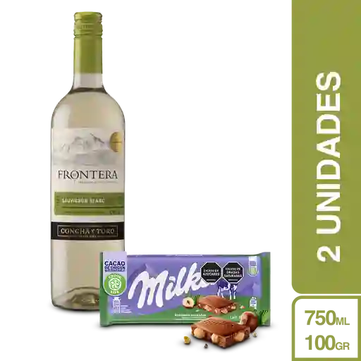 Combo Frontera Vino Sauvignon Blanc + Milka