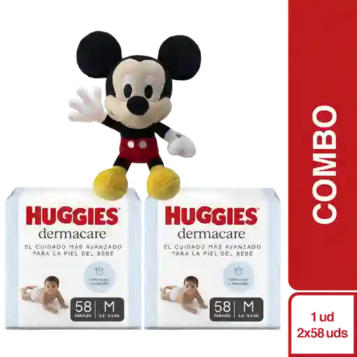 Combo Pañal Huggies 2/M Cuidado + Disney Peluche Mickey Mouse