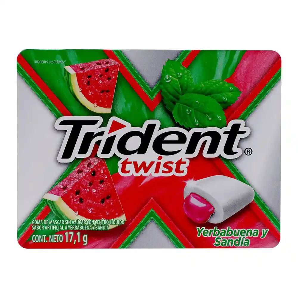 Trident Goma de Mascar Twist Sabor Yerbabuena y Sandía