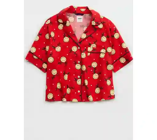 Camisa de Pijama Aerie Rojo Talla Medium American Eagle