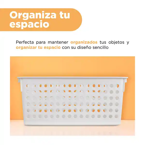 Organizador Plástico Con Asa Versión Alta Blanco S Miniso