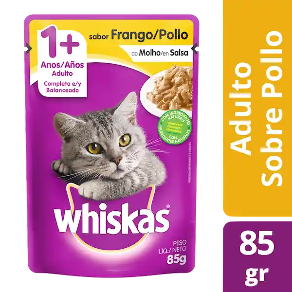 Whiskas Alimento para Gato Adulto 1+ Años Sabor Pollo en Salsa