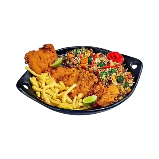 Arroz Colombiano con Super Chuleta+gaseosa Litro