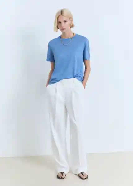 Camiseta Lenu Celeste Talla S Mujer Mango