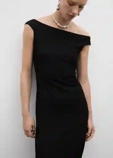 Vestido Fresa Negro Talla S Mujer Mango