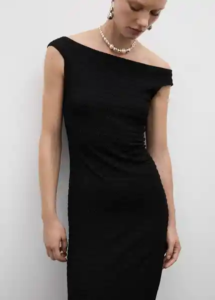 Vestido Fresa Negro Talla S Mujer Mango