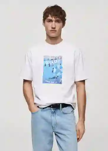 Camiseta Splash Blanco Talla XL Hombre Mango