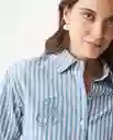 Camisa Striped Poplin Azul Provincial Medio Talla M Chevignon